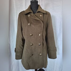 Jessica Simpson Double Breasted Military Style Green Pea Coat Womens Sz XL